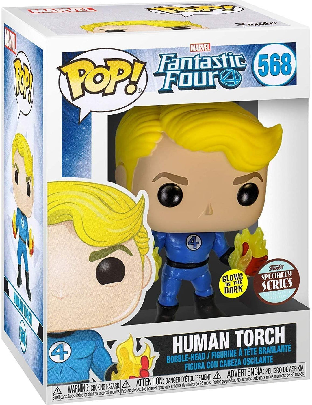 Marvel Fantastic Four Human Torch GITD Exclusive Specialty Series Funko 45006 Pop. Vinilo