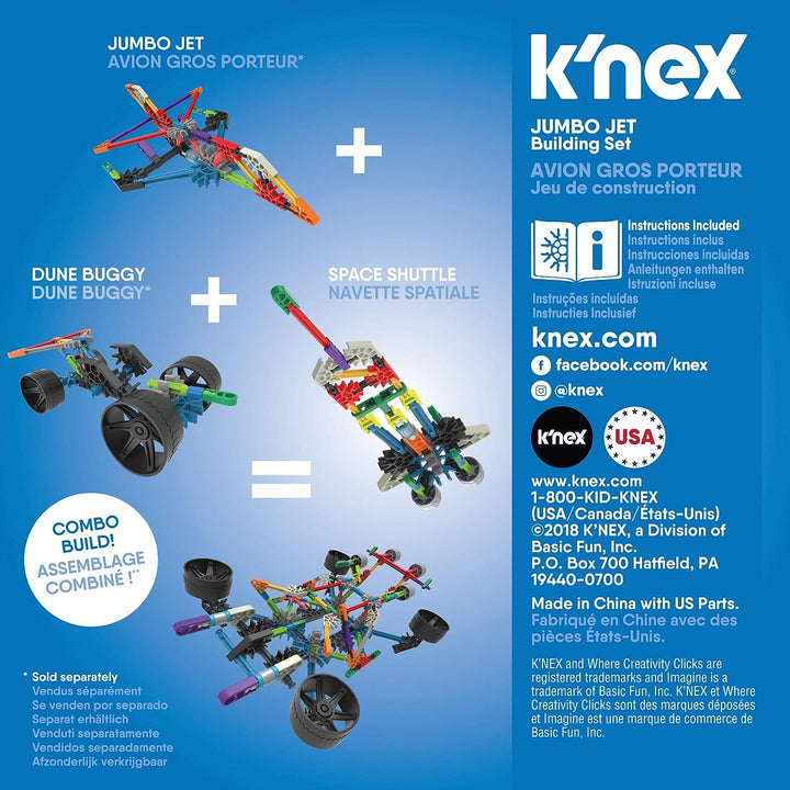 K'Nex 17022 Imagine Set Jumbo Jet Construction, 60 Teile, Alter 5–10, Konstruktionsspielzeug, mehrfarbig