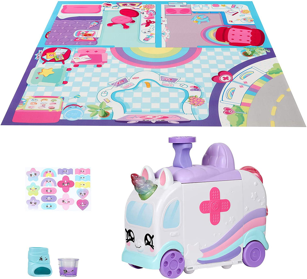Kindi Kids Hospital Corner Unicorn Ambulance Play Set incluye accesorios Shopkins