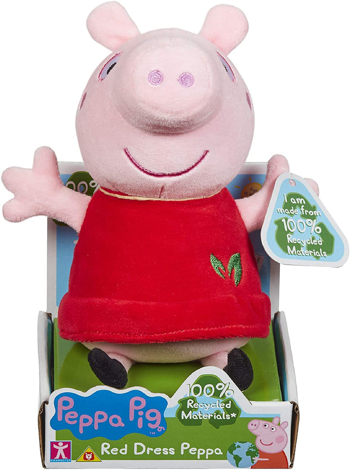 Peppa Pig 07356 Vestido rojo Peppa-Soft Toy Eco Plush, 100% materiales reciclados