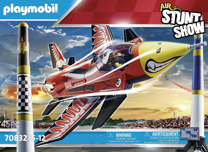 PLAYMOBIL Air Stunt Show 70832 Eagle Jet, Spielzeugflugzeug mit Aufziehmotor, Flugzeug