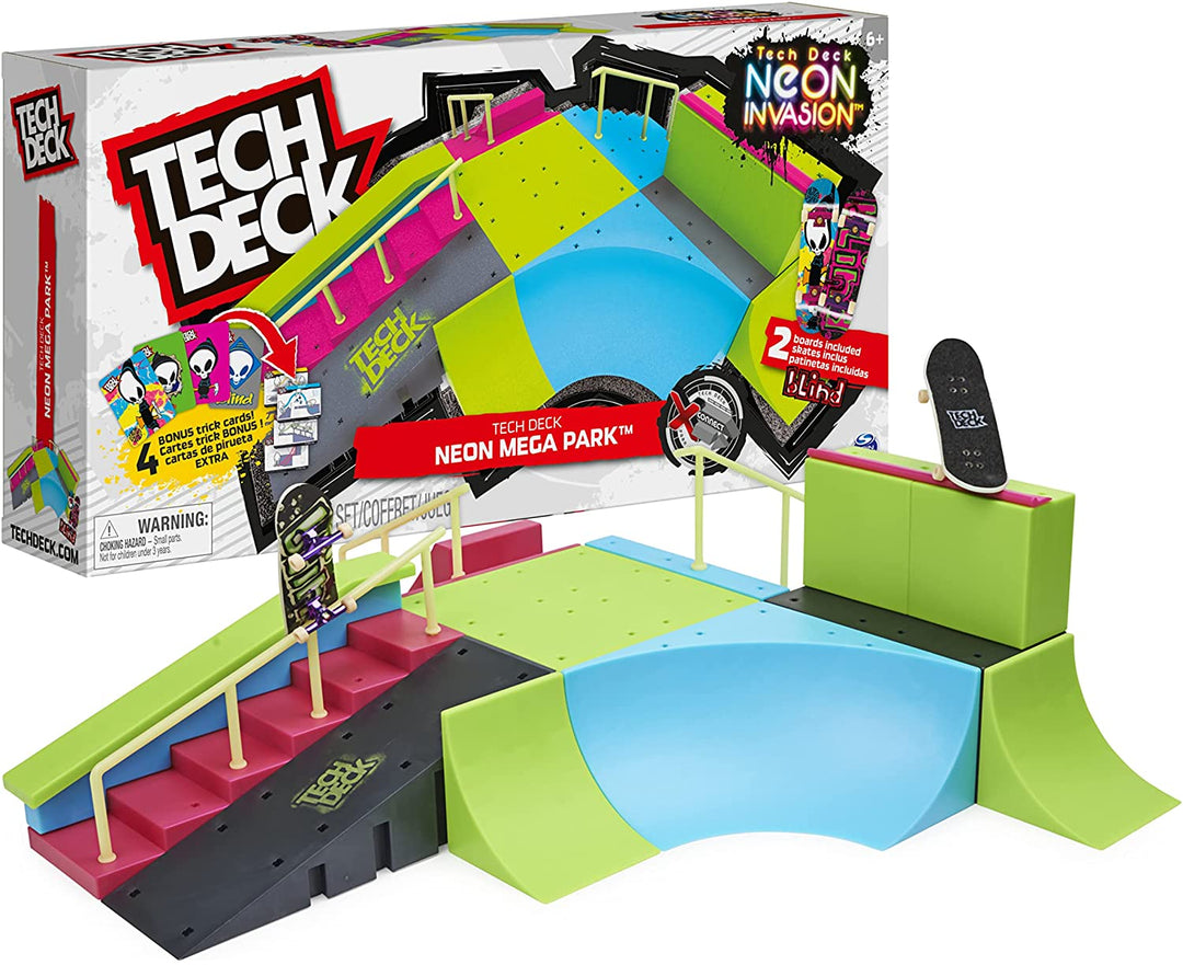 Tech Deck, Neon Mega Park X-Connect Creator, im Dunkeln leuchtende, anpassbare Rampe