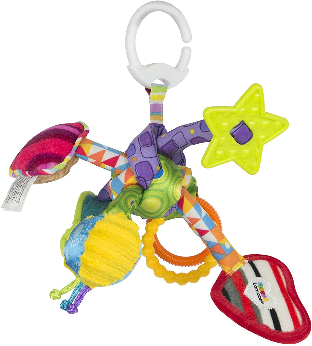 Lamaze Babyspielzeug zum Ziehen und Spielen mit Knoten, Clip-on-Spielzeug für Kinderwagen und Kinderwagen, ideales Geschenk zur Babyparty für frischgebackene Eltern, sensorisches Spiel für Babys, Jungen und Mädchen von 0–6 Monaten