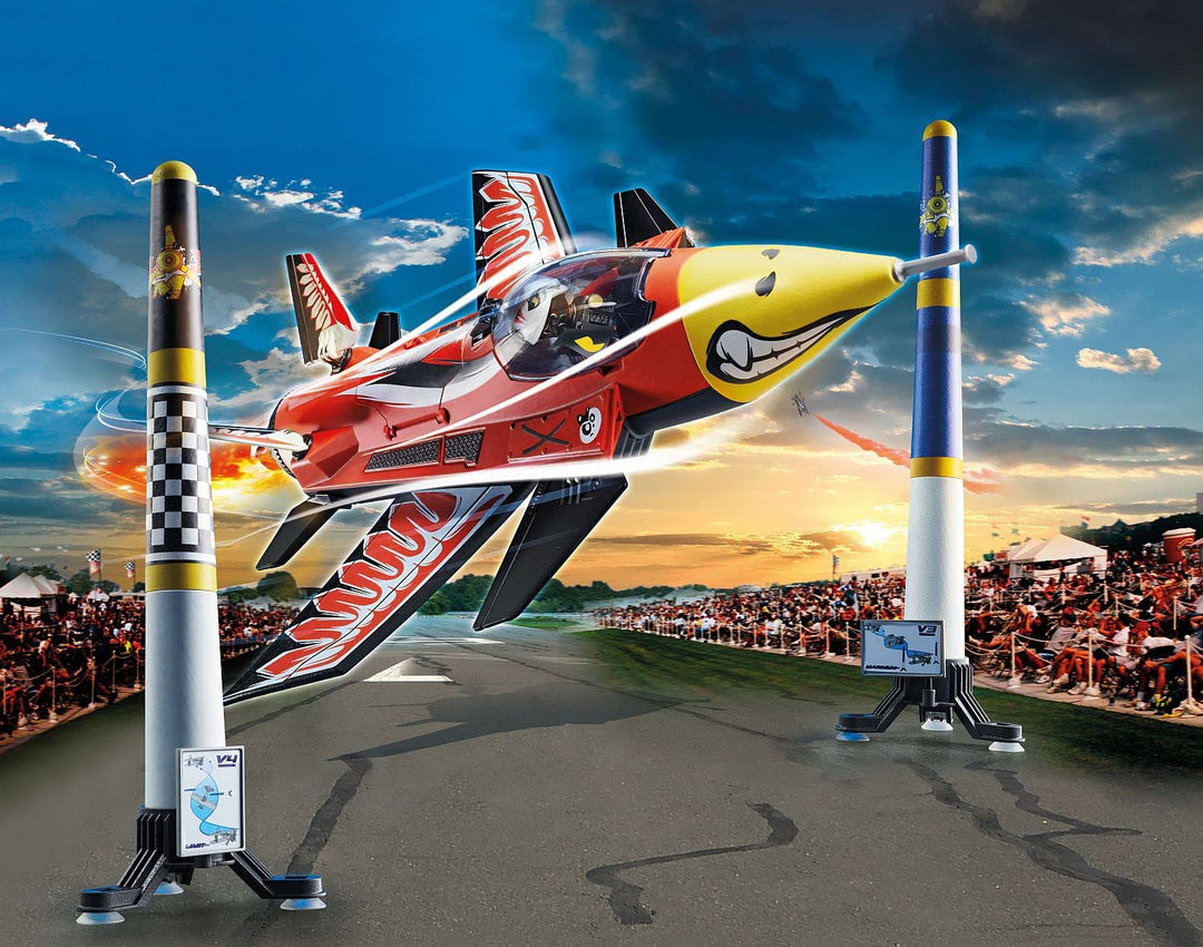 PLAYMOBIL Air Stunt Show 70832 Eagle Jet, Toy Plane with Wind-Up Motor, Aeroplane