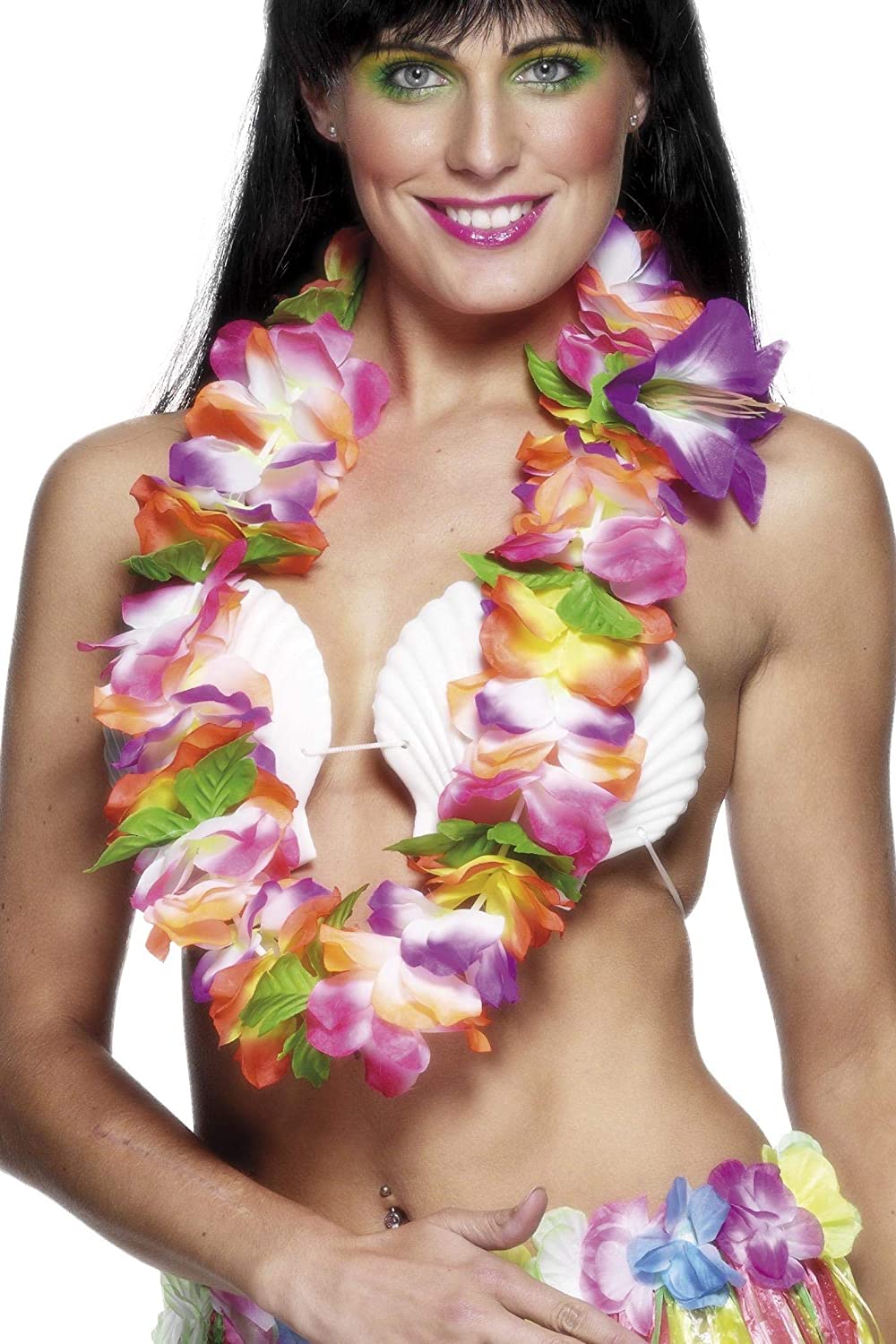 Smiffys Hawaiianischer Lei mit großen leuchtenden Blumen – mehrfarbig