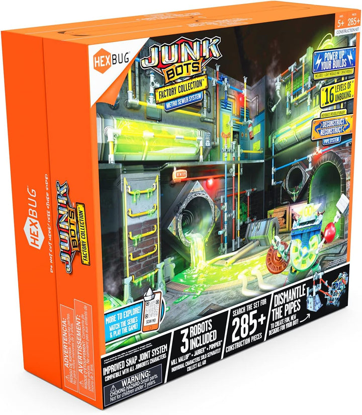 HEXBUG JUNKBOTS Großes Factory Habitat Metro Sewer System, Überraschungsspielzeug-Spielset