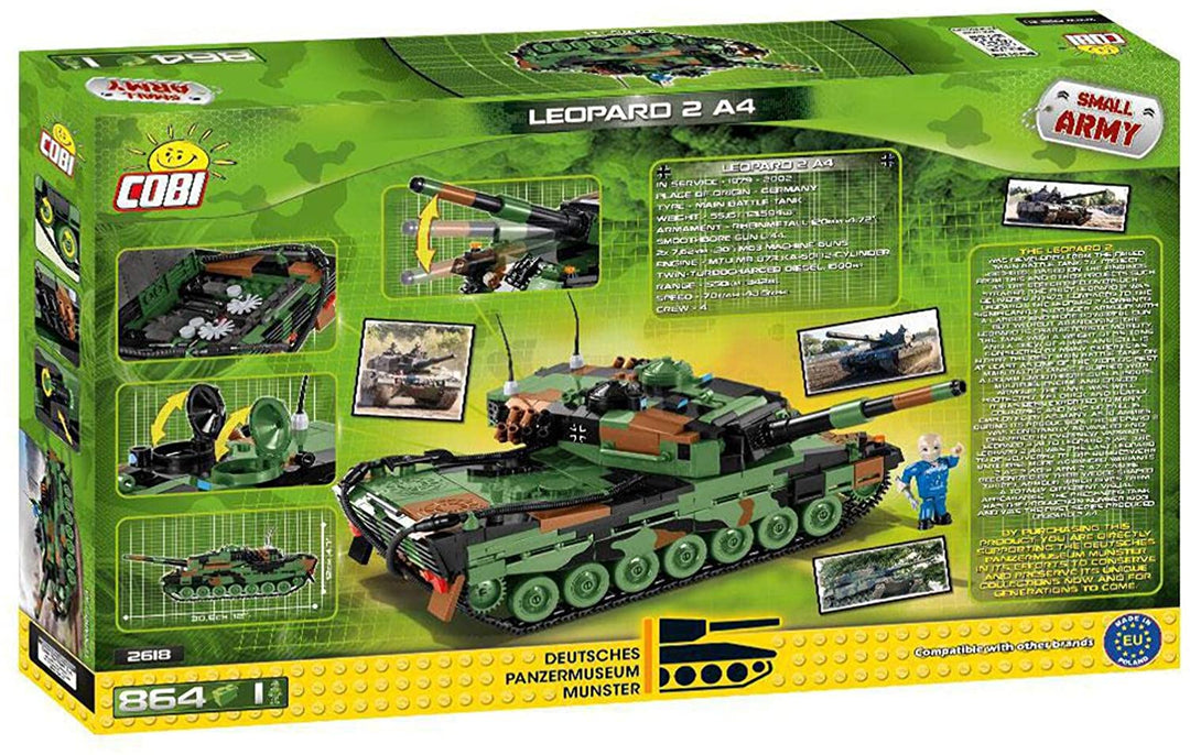 COBI 2618 Small Army - Leopard 2A4 Konstruktionsspielzeug, Grün, Braun, Schwarz