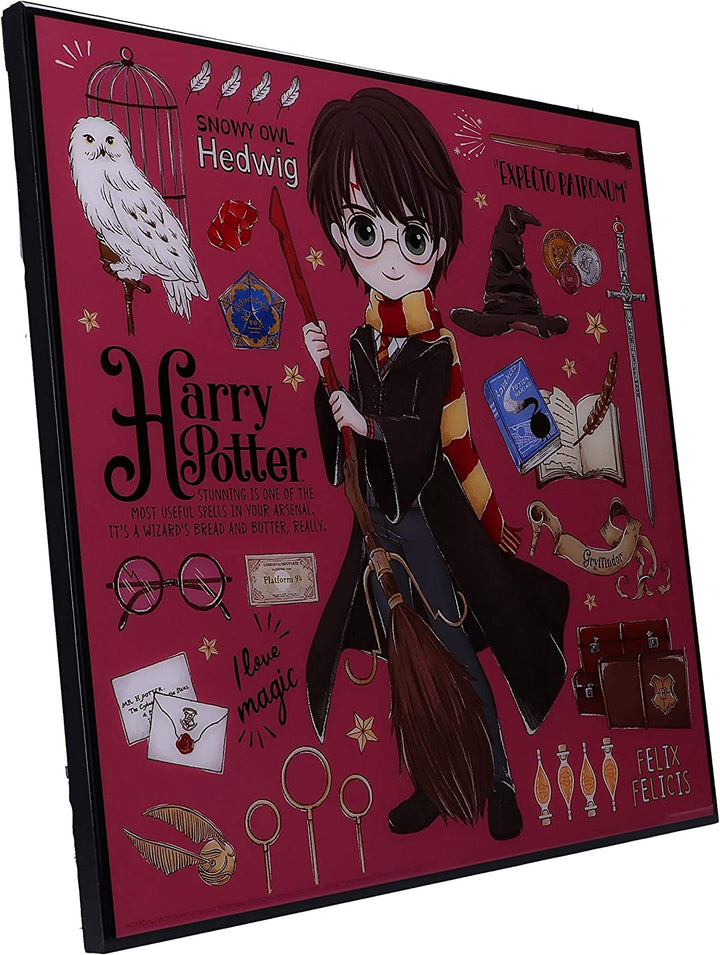 Nemesis Now Harry Potter Cartoon Crystal Clear Picture Art, Pink, 32cm