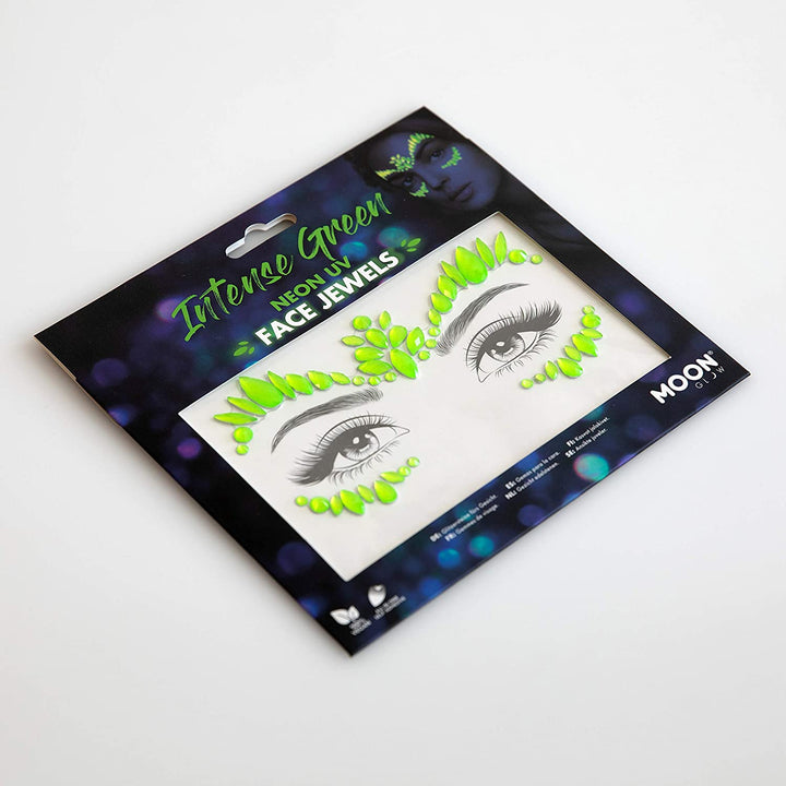 Neon UV-gezichtsjuwelen door Moon Glow - Festival Face Body Gems, Crystal make-up Eye Glitter Stickers, tijdelijke tattoo-juwelen