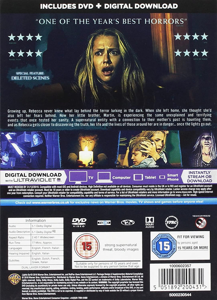 Lights Out [DVD] [Includes Digital Download] [2016]