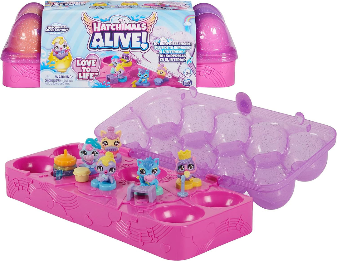 HATCHIMALS Alive, Eierkartonspielzeug mit 5 Minifiguren in selbstschlüpfenden Eiern, 11 A