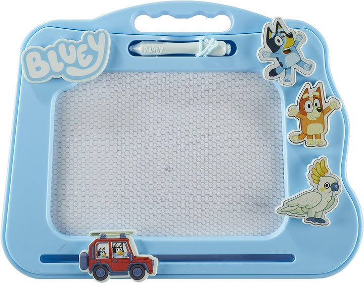 Bluey Travel Magnetic Scribbler pad with pen and 3 stamps, draw and erase with no mess