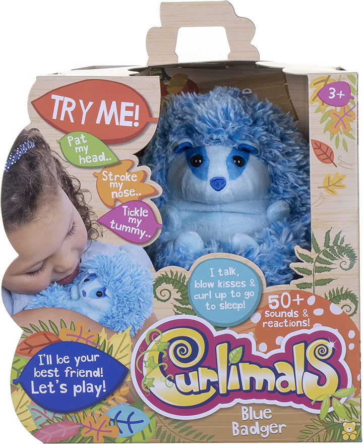 Curlimals Blue The Badger Interactive Badger Soft Toy With Over 50 Sounds And Re