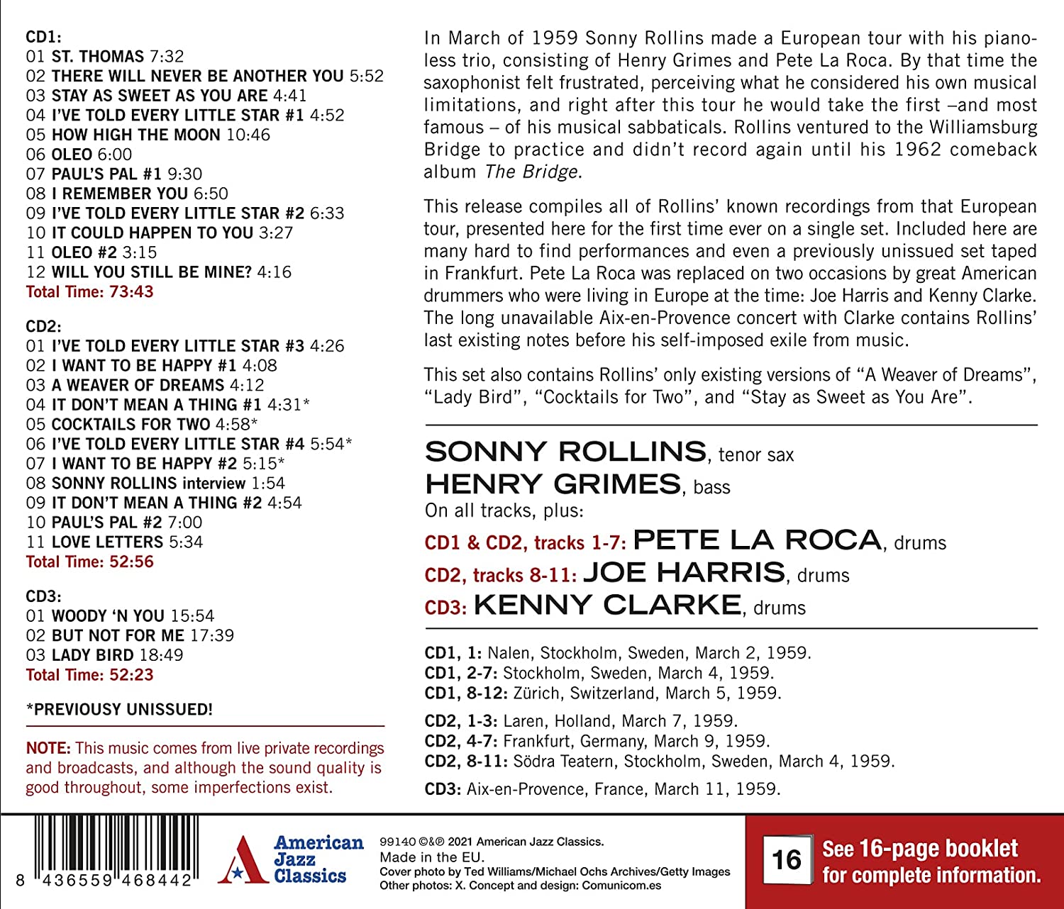 Sonny Rollins – Live in Europe 1959 – Komplette Aufnahmen [Audio-CD] 2