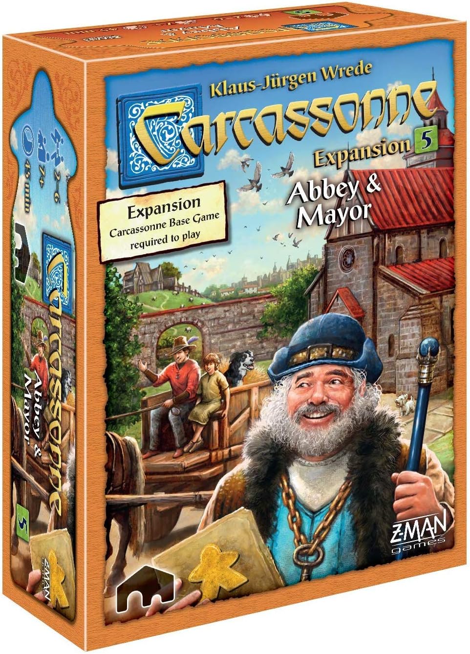 Z-Man Games | Carcassonne Abbey & Mayor Board Game EXPANSION 5 | Ages 7 and up | 2-6 Players
