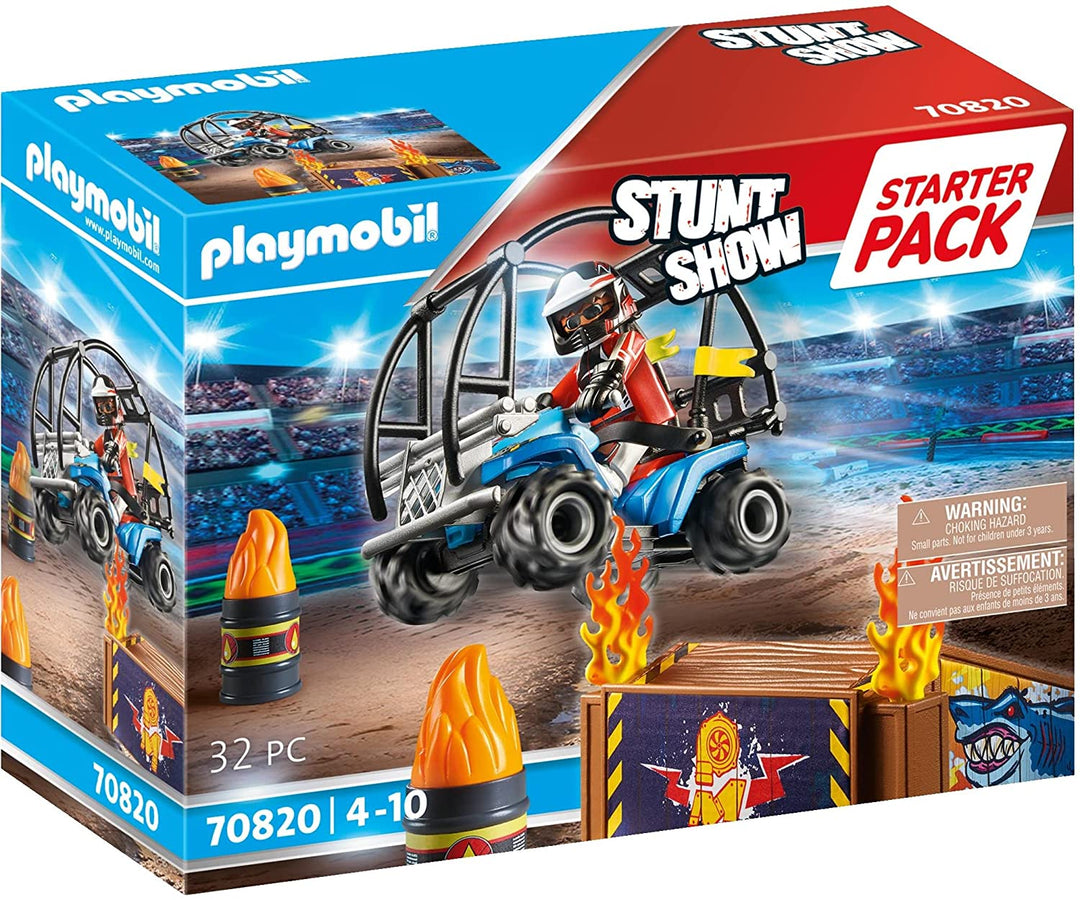 PLAYMOBIL Stuntshow 70820 Starter Pack Stuntshow Quad with Fire Ramp, Toy for Ch