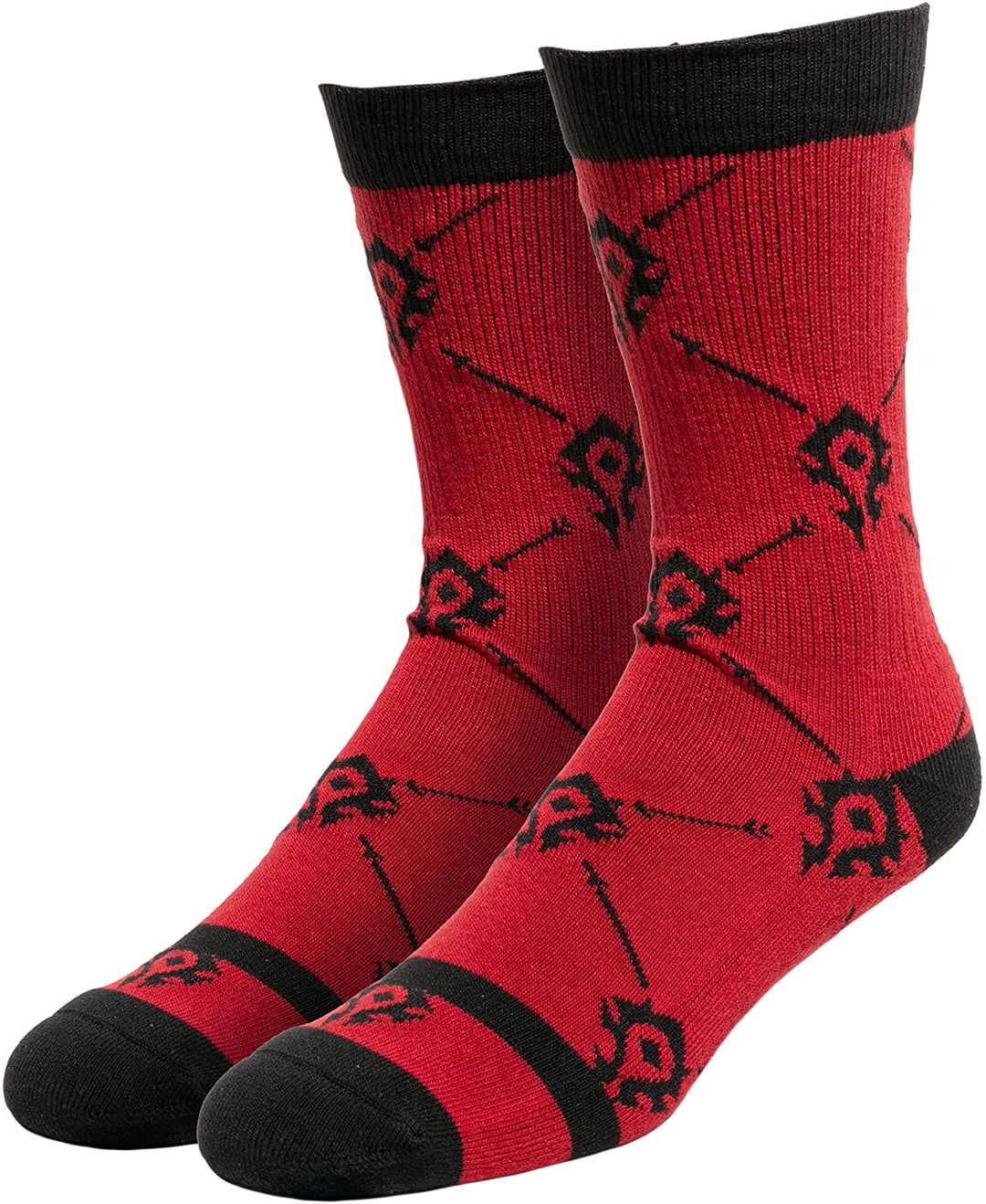 JINX World of Warcraft Horde Unisex Socken rot-schwarz, 77 % Polyester, 12 % Baumwolle