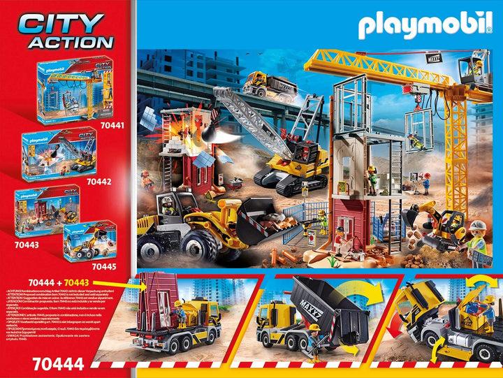 Playmobil 70444 City Action Camión de construcción con remolque inclinable, para niños a partir de 5 años