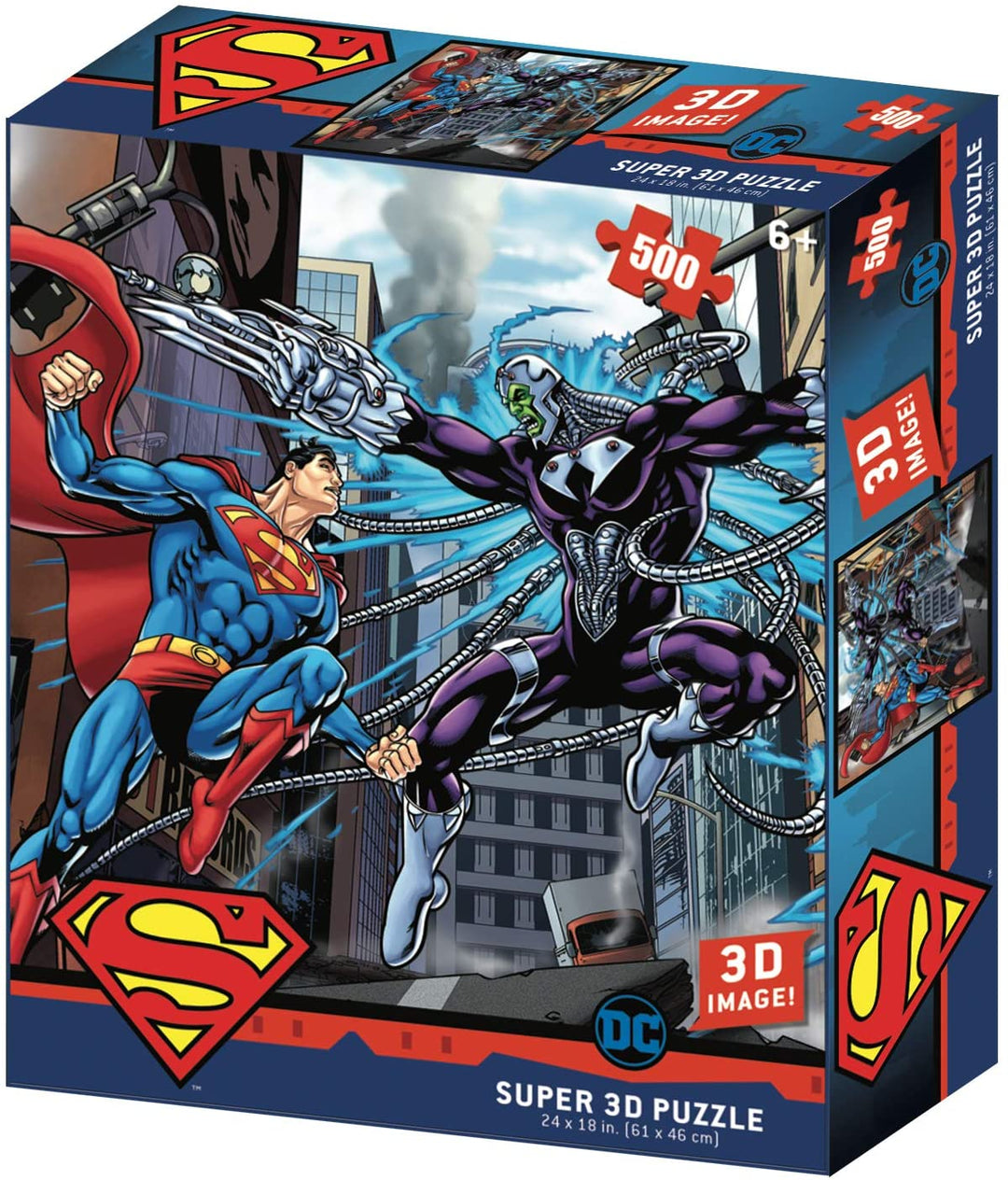 DC Comic SM32522 Superman vs Electro Puzzle 3D Effect Jigsaw, Multicolour