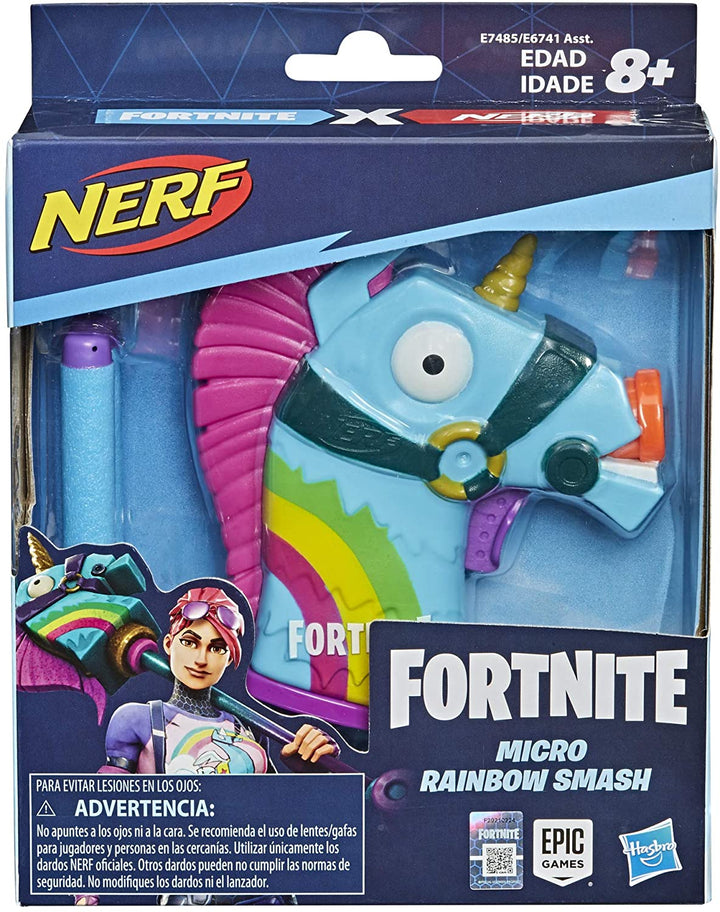 Nerf MicroShots Fortnite Rainbow Smash – Mini-Dart-Blaster und 2 offizielle Nerf Elite-Darts – für Jugendliche, Teenager, Erwachsene