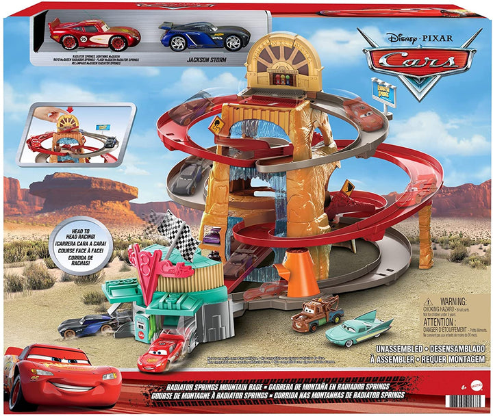Disney and Pixar's Cars Radiator Springs Mountain Race Playset, Complete Racing Play with Two Vehicles, Gift for Cars Fans Ages 4 Years and Older