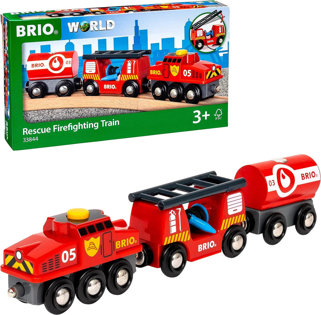 BRIO World Feuerwehr- und Rettungszug für Kinder ab 3 Jahren – kompatibel mit allen BRIO Eisenbahnsets und Zubehör