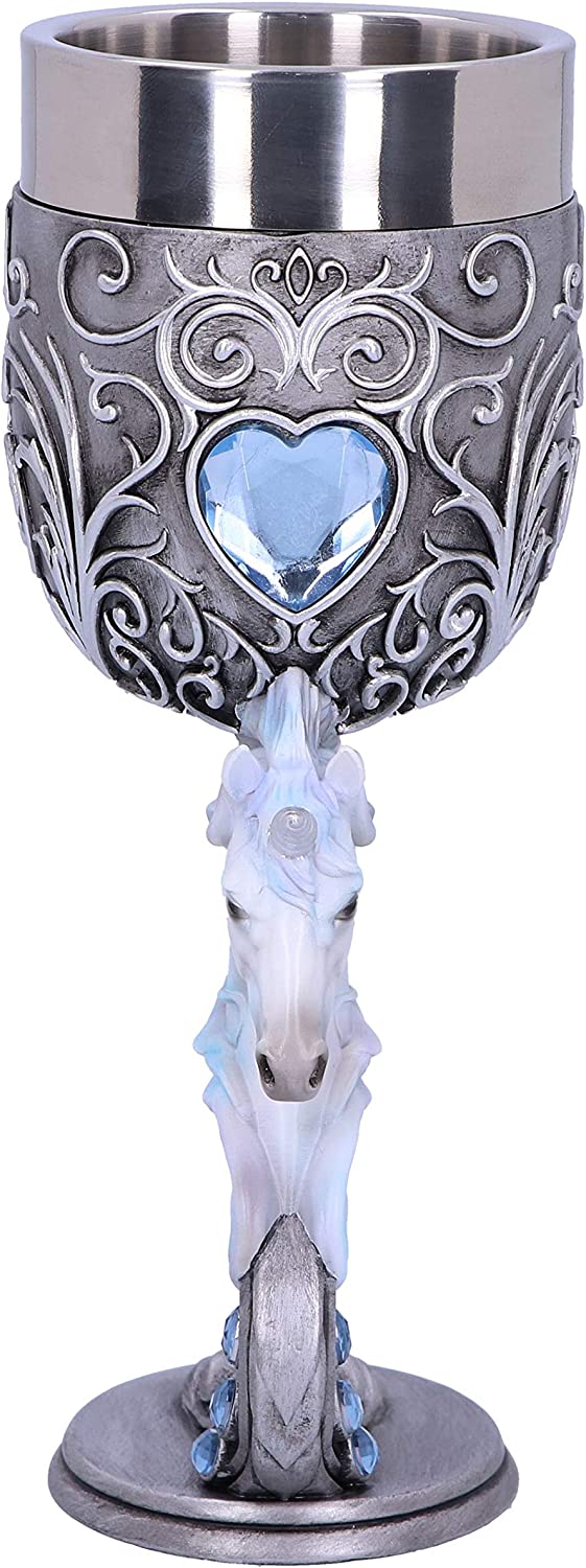 Nemesis Now B5191R0 Enchanted Twin Unicorn Heart Set bestehend aus zwei Kelchen, Silber, 18.