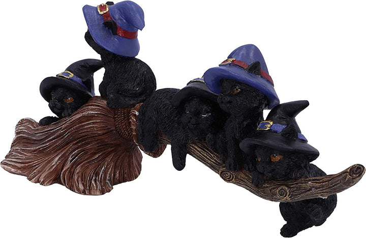 Nemesis Now Purrfect Broomstick Witches Familiar Black Cats and Broomstick Figur