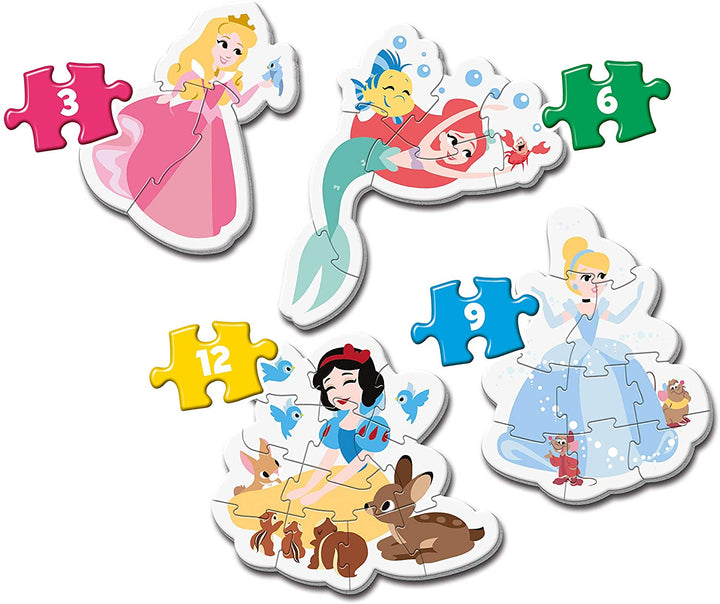 Clementoni - 20813 - Mein erstes Puzzle für Kinder - Disney Princess - 3-6-9-12 Pi