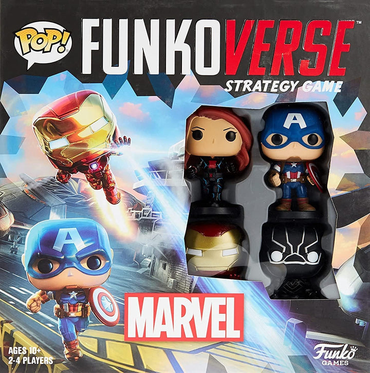 Funko Games Funkoverse Marvel 100 4Pack - Thanos - Captain America, Black Widow, Iron Man And Black Panther - 3'' (7.6 Cm) POP! - Light Strategy Board Game