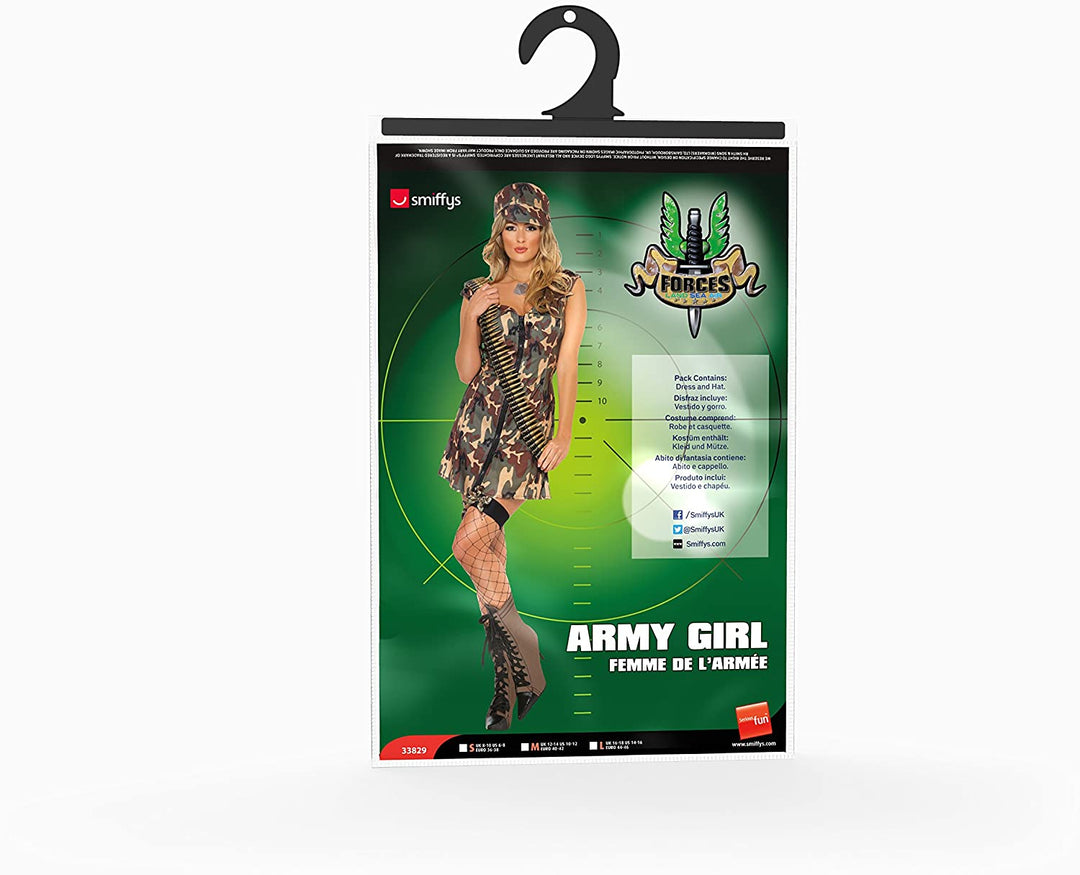 Smiffys Army Girl Kostüm S – UK-Größe 08–10