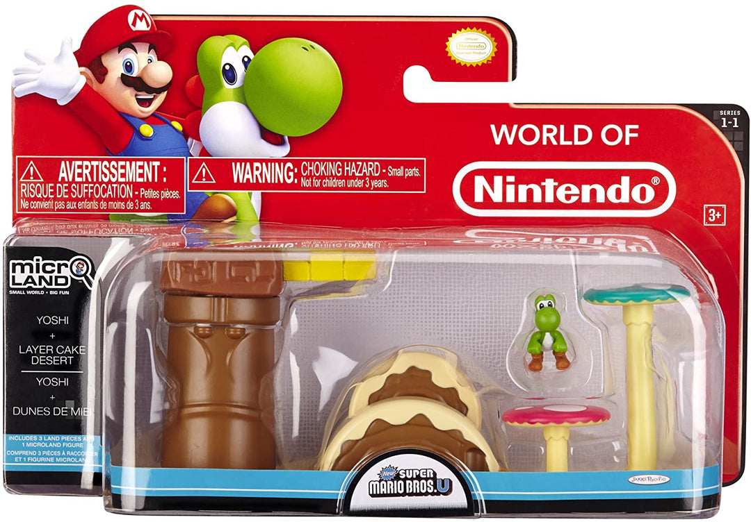 Nintendo Mario Bros Universe Micro Land Wave 1: Desert Cake Layer con Yoshi Playset