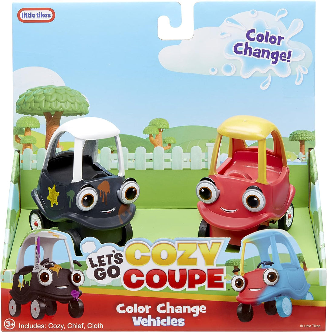 Little Tikes Let’s Go Cozy Coupe - 2 Mini Colour Change Vehicles For Tabletop & Floor Push Play