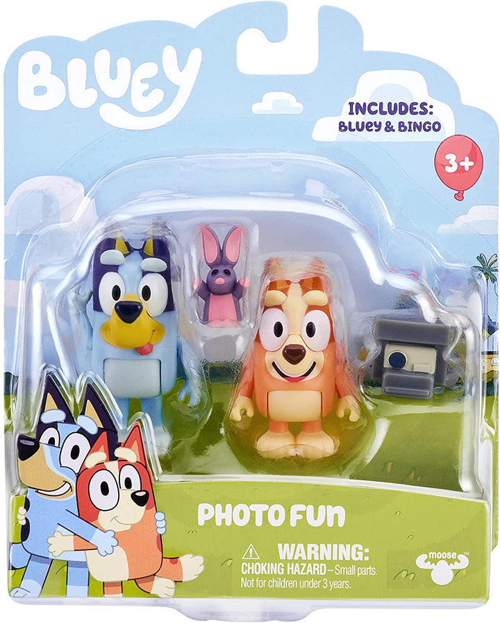 Bluey Photographer Figure 2-Pack, 2,5 Zoll bewegliche Figuren mit Zubehör,