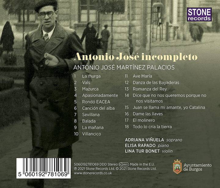 Adriana Viñuela - Jose: Incompleto [Adriana Viñuela; Lina Tur Bonet; Elisa Rapado] [Stone Records : 5060192781069]  [Audio CD]