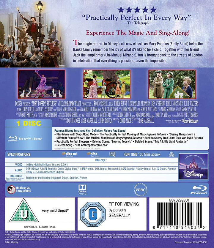 Disneys Mary Poppins' Rückkehr – Musical/Fantasy [Blu-Ray]
