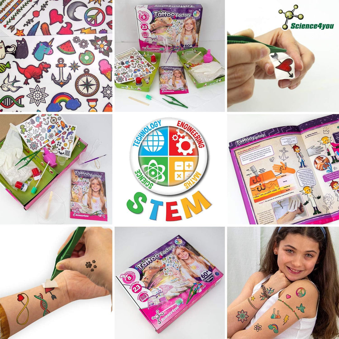 Science 4 You - DOM Tattoo Factory Educational Science Kit for Girls Aged 8+