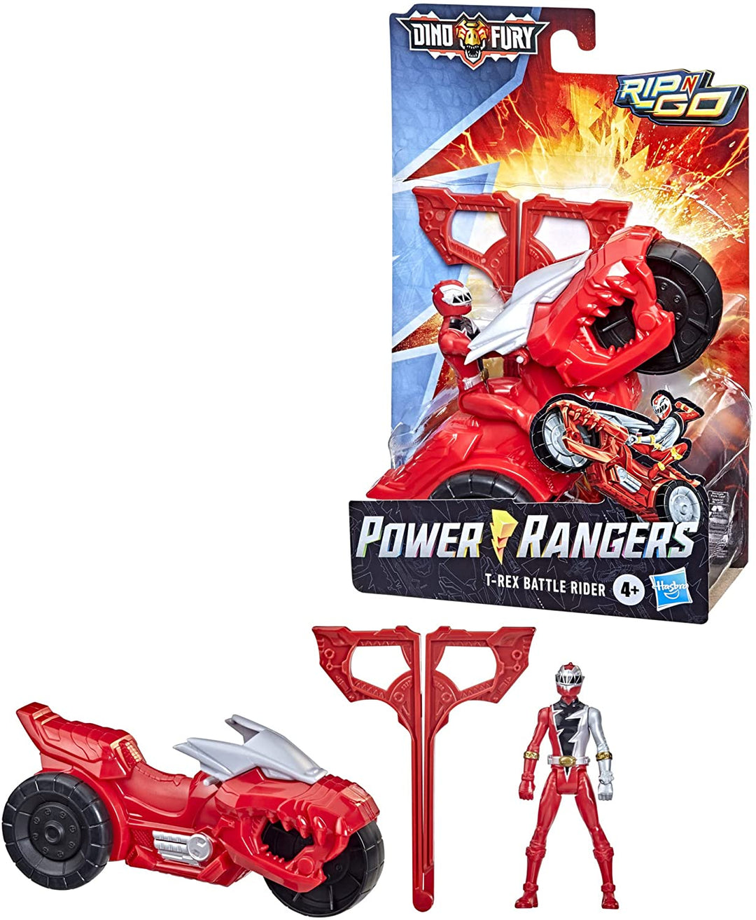 Power Rangers Dino Fury Rip N Go T-Rex Battle Rider und Dino Fury Red Ranger 15-