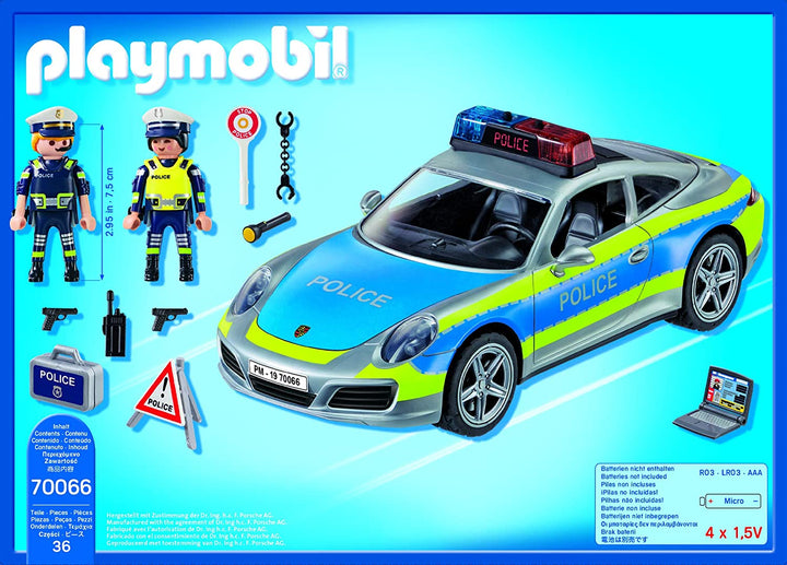 Playmobil 70066 Porsche 911 Carrera 4S Police Car with Lights and Sound