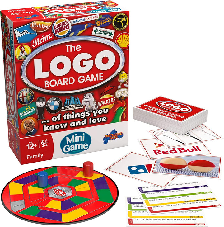 Drumond Park Das LOGO Mini-Brettspiel, das Familienreise-Brettspiel mit Marken und Produkten, die Sie kennen und lieben, Familienspiele für Erwachsene und Kinder, geeignet ab 12 Jahren