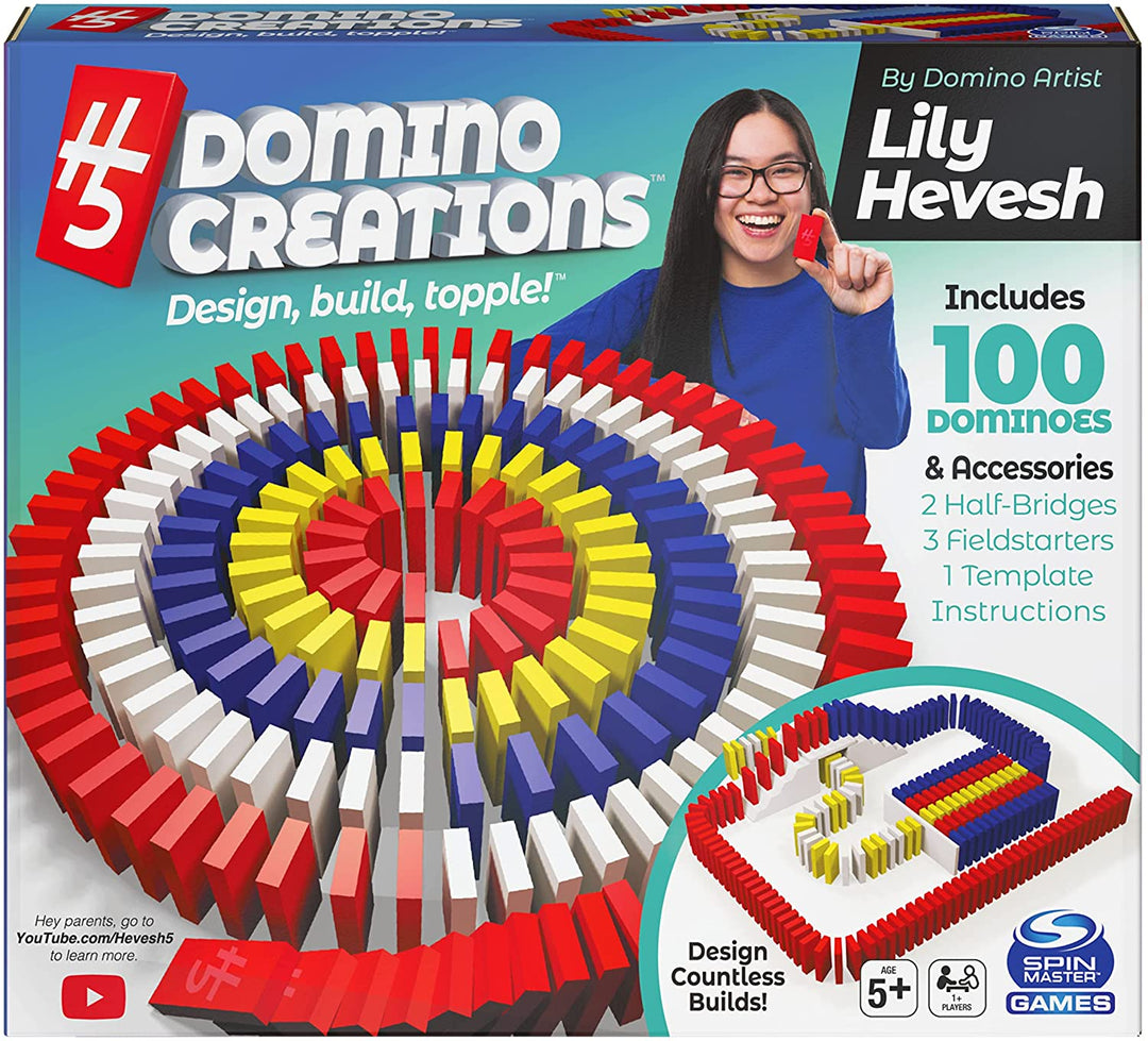 H5 Domino Creations 100-Piece Set by Lily Hevesh, for Families and Kids Ages 5 a