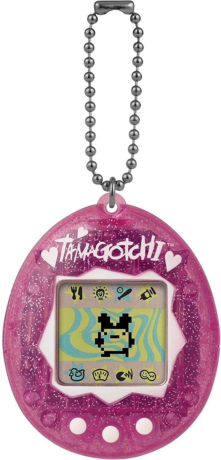 TAMAGOTCHI 42882 Bandai, Gen 2, Pink Glitter Shell with Chain-The Original Virtu