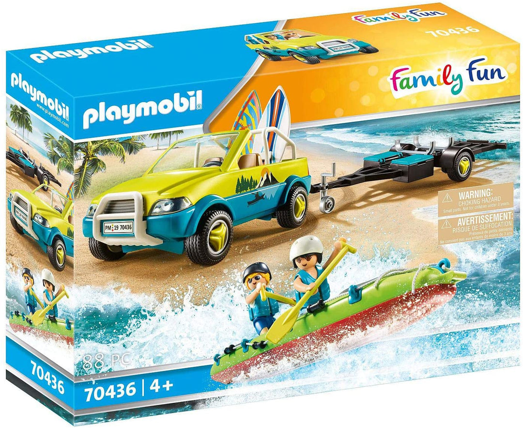 Playmobil 70436 Family Fun Beach Hotel Auto da spiaggia con canoa, per bambini dai 4 anni in su