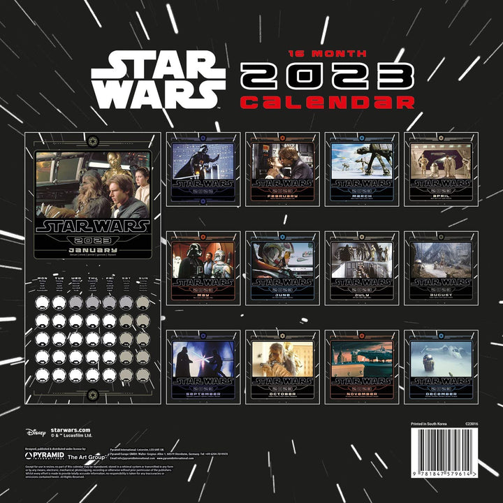 Star Wars (Erwachsene) Kalender 2023 – Monatsplaner 30 cm x 30 cm – offiziell