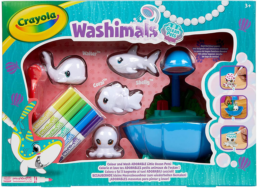 CRAYOLA 919750.004 Washimals Ocean Pets Lagoon Playset 4s, Mixed Colours & 93020