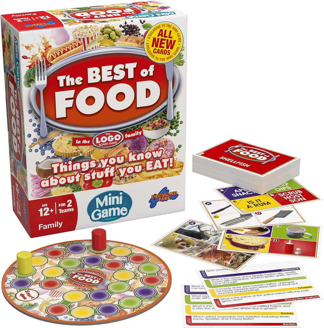 Drumond Park The LOGO Best of Food Mini Board Game - The Family Board Game of Brands and Products You Know and Love, Mini Travel Board Games