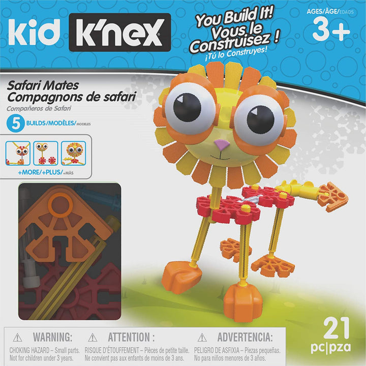 Kid K'NEX 85613 5-Modell-Safari-Mates-Bauset, Kinder-Bastelset mit 21 Teilen, Lernspielzeug für Kinder, lustiges und farbenfrohes Bauspielzeug für Jungen und Mädchen, Konstruktionsspielzeug für Kinder ab 3 Jahren