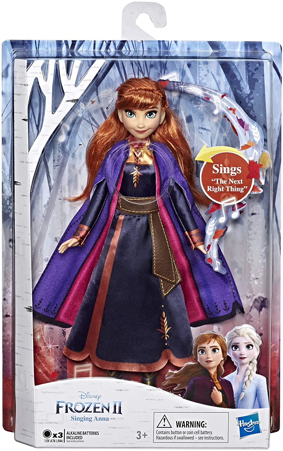 Disney Frozen II Singing Anna Fashion Doll Wearing a Purple Dress