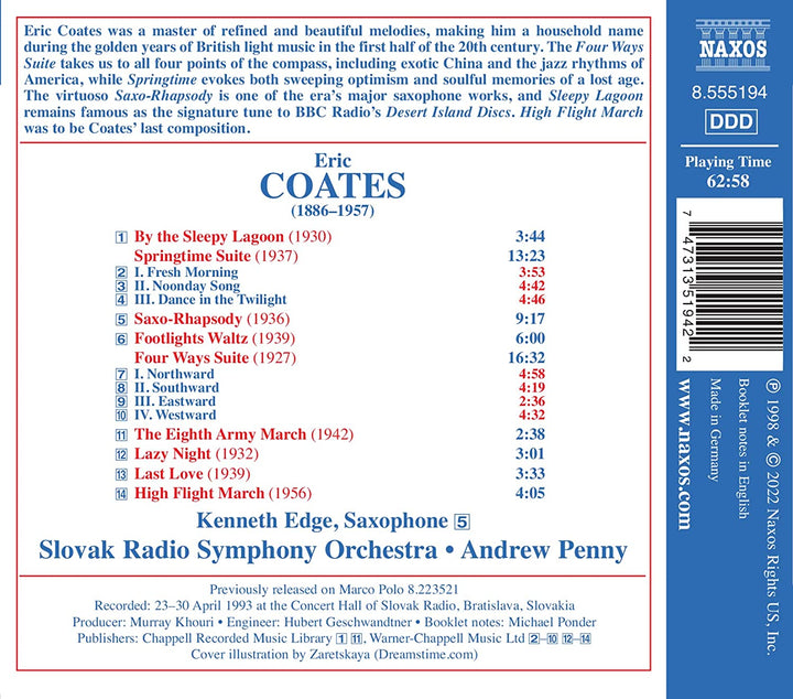 Coates: Springtime Suite [Sinfonieorchester des Slowakischen Rundfunks; Andrew Penny] [Naxos: [Audio CD]