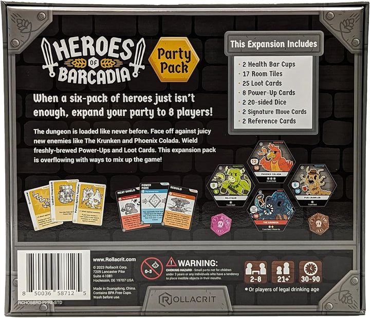 Rollacrit Corp | Heroes of Barcadia Party Pack Expansion | Dungeon Crawling Party Game | Ages 21+ | 30-90 Minutes Playing Time